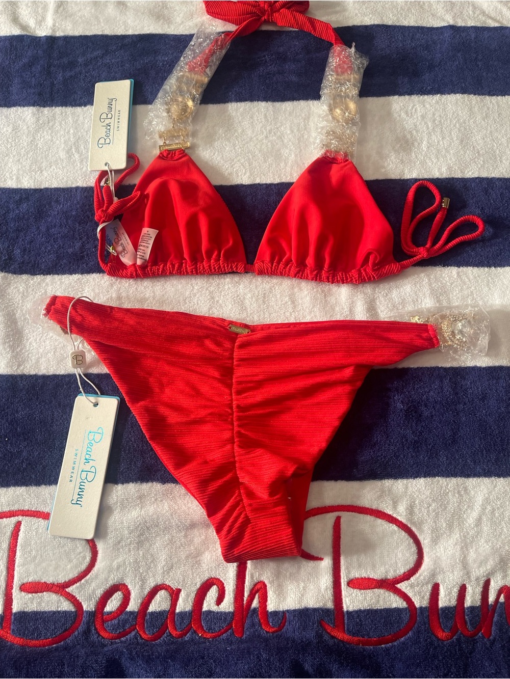 NWT beach bunny bikini Jazmine Love ❤️ red beautiful XL top/L bottoms - Picture 11 of 14